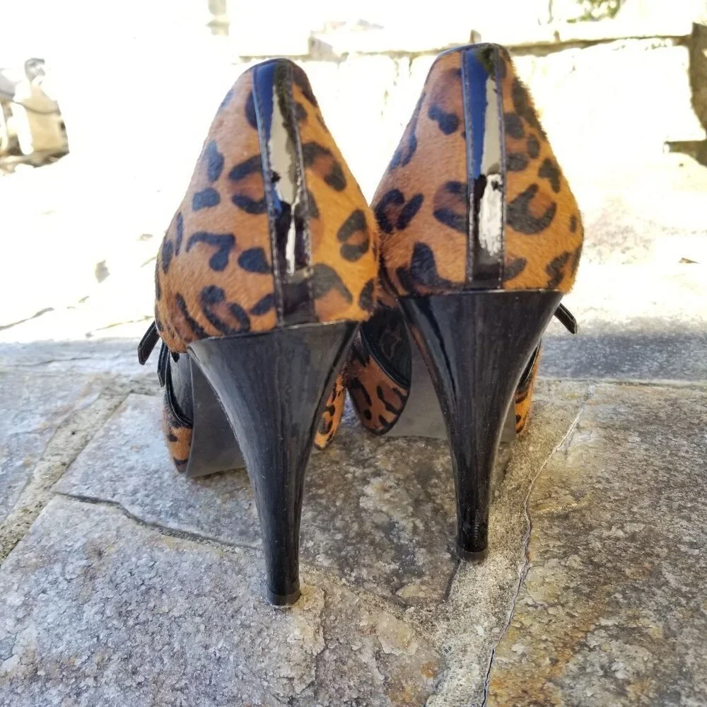 Linea Paolo Jenera Calf Hair Leopard Peep Toe Pump